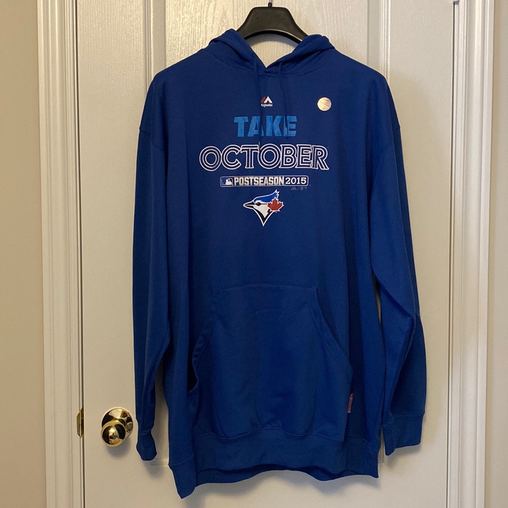 Majestic Blue Jays blue hoodie post season 2X